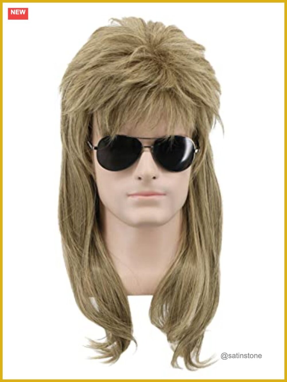 Long Curly Brown Mullet Wig 70s 80s Disco Rock Costume Heat Resistant